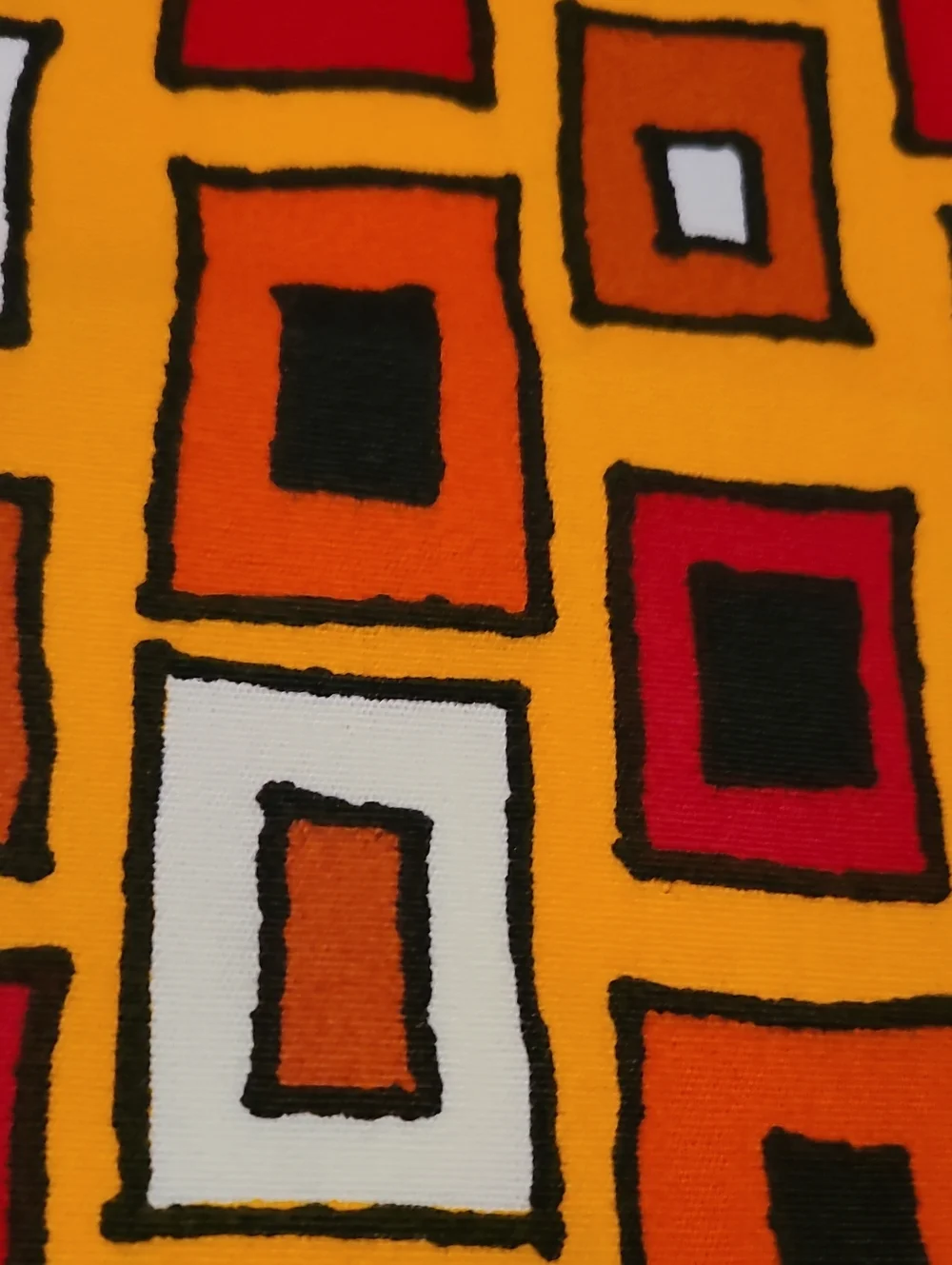Geometric Fabric Red Brown Orange Yellow White